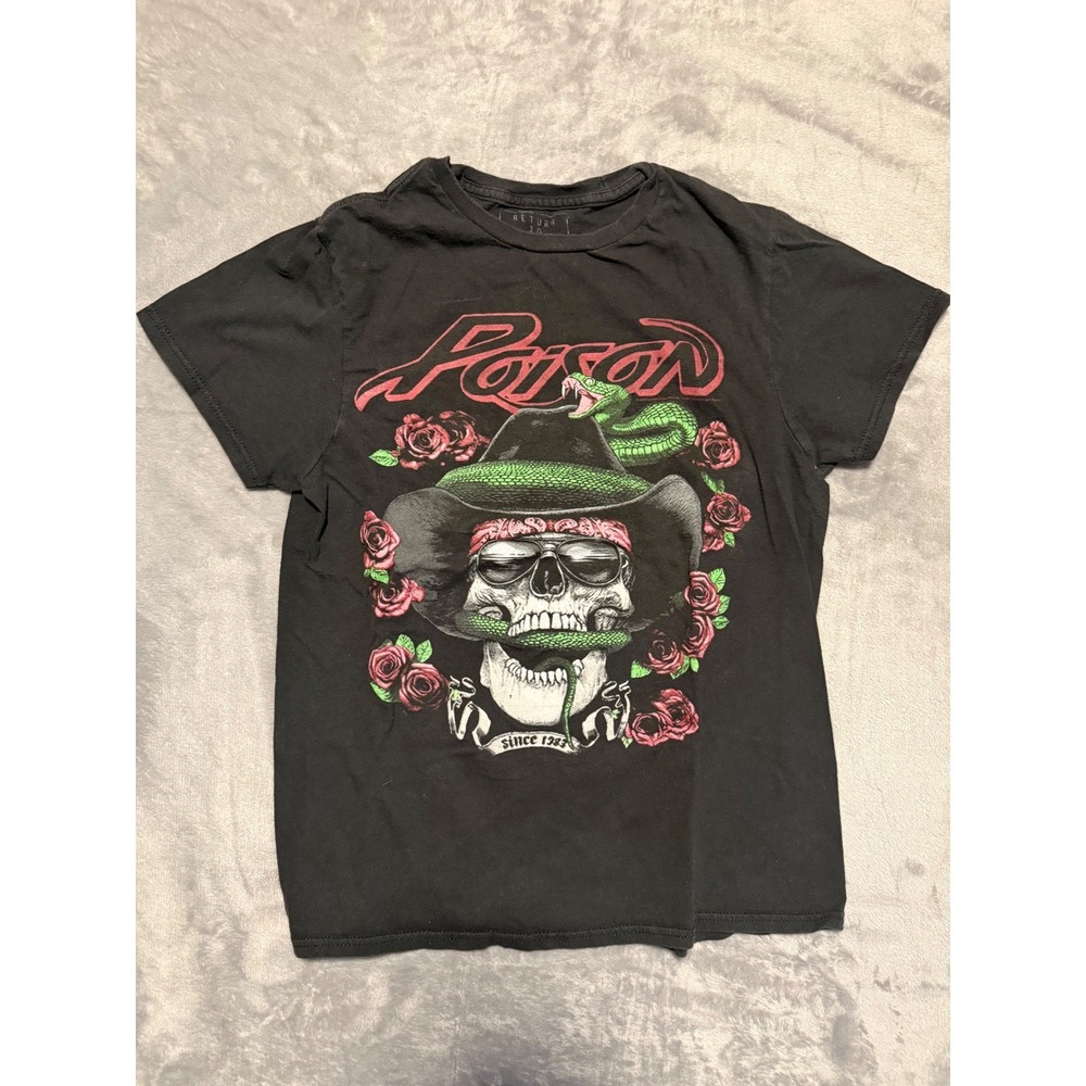 Return To Sender Poison Band Tee Mens Small Black Skull Snake Graphic T-Shirt
